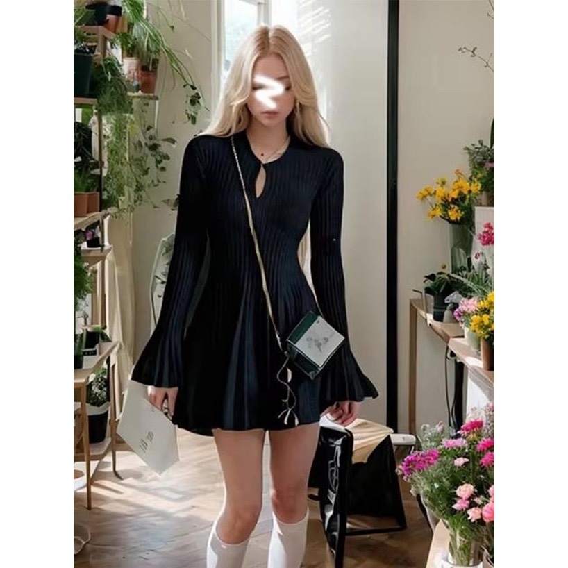 Anita Japan代購 🌸 日本 GRL 甜美優雅 喇叭袖 針織迷你連身裙 長袖 短洋 洋裝 ks034-細節圖2