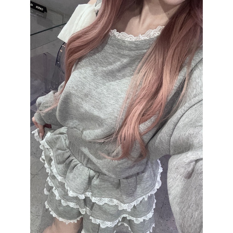 Anita Japan代購 🌸 日本 GRL 甜美柔性 單肩蕾絲短版上衣 層次迷你裙 套裝 短裙 蕾絲裙 pm803-細節圖5