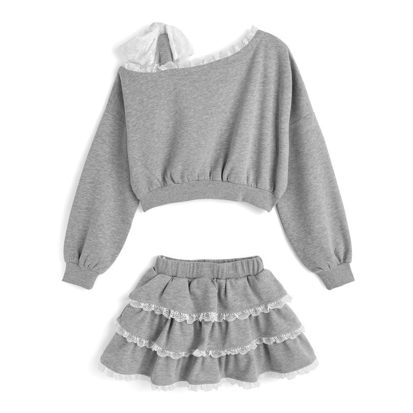 Anita Japan代購 🌸 日本 GRL 甜美柔性 單肩蕾絲短版上衣 層次迷你裙 套裝 短裙 蕾絲裙 pm803-細節圖6