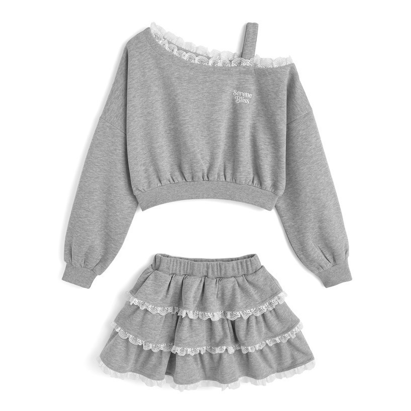 Anita Japan代購 🌸 日本 GRL 甜美柔性 單肩蕾絲短版上衣 層次迷你裙 套裝 短裙 蕾絲裙 pm803-細節圖7