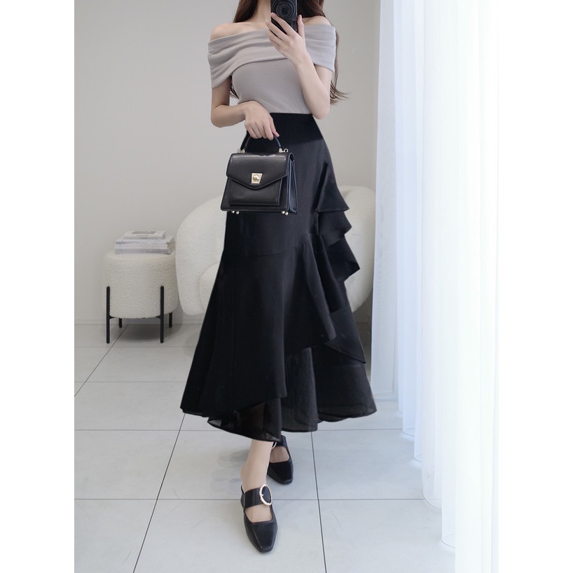 Anita Japan代購 🌸 日本 GRL 不對稱層次裙 不規則長裙 下擺微透感 半身裙 長裙 ws04-細節圖3