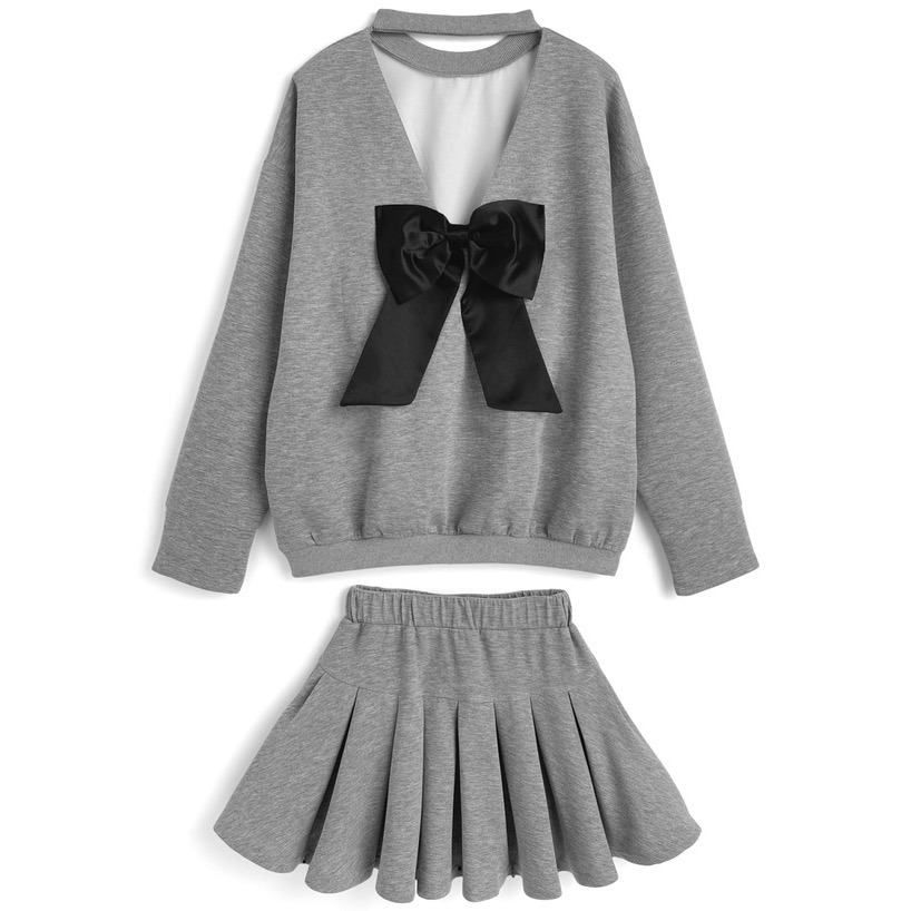 Anita Japan代購 🌸 日本 GRL 休閒俏麗 大蝴蝶結後背上衣 百褶迷你裙 套裝 短裙 at2632-細節圖5