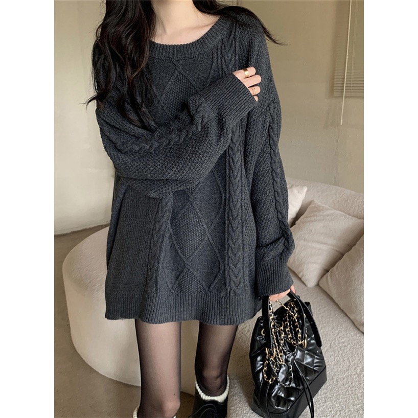 Anita Japan代購 🌸 日本 GRL 長版圓領編織 針織迷你連身裙 針織 洋裝 寬鬆舒適 ks195-細節圖3