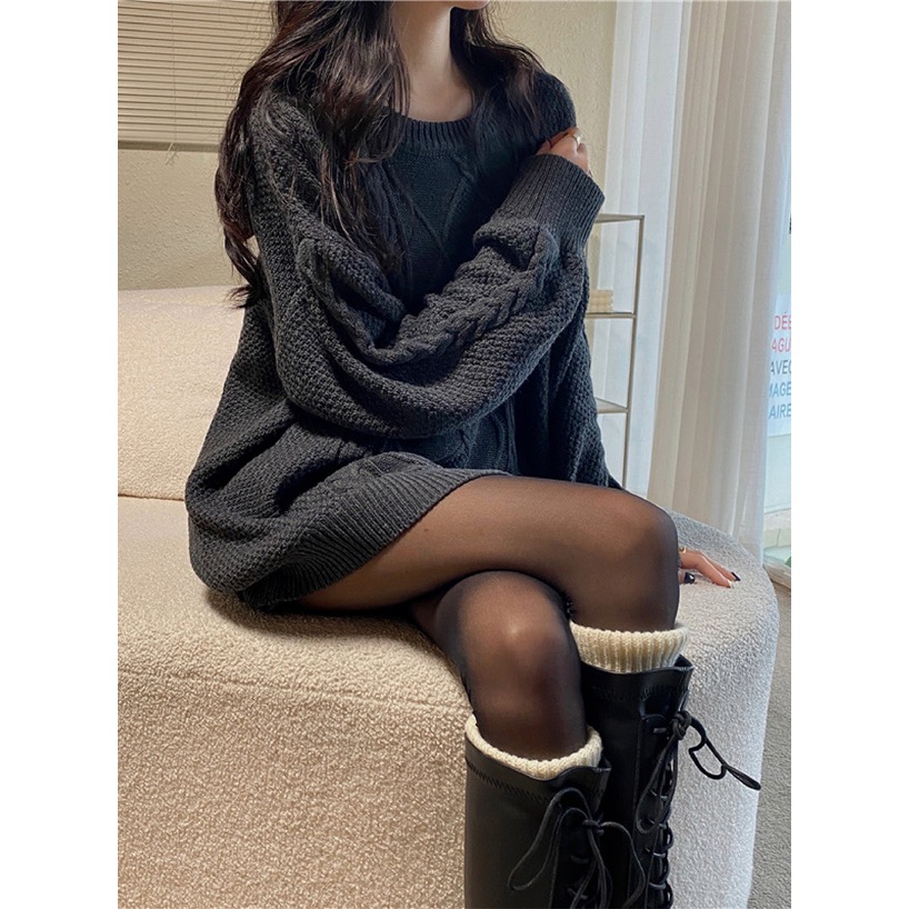 Anita Japan代購 🌸 日本 GRL 長版圓領編織 針織迷你連身裙 針織 洋裝 寬鬆舒適 ks195-細節圖4