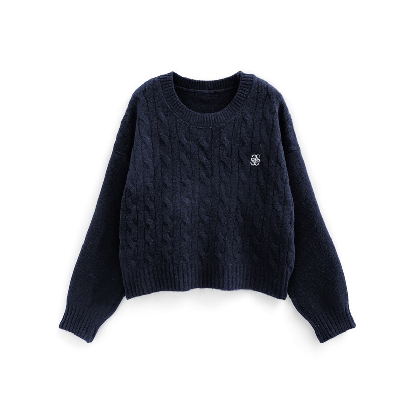 Anita Japan代購 🌸 日本 GRL 簡約氣質 學院風 刺繡編織針織上衣 短版 針織 長袖 an1837-規格圖10