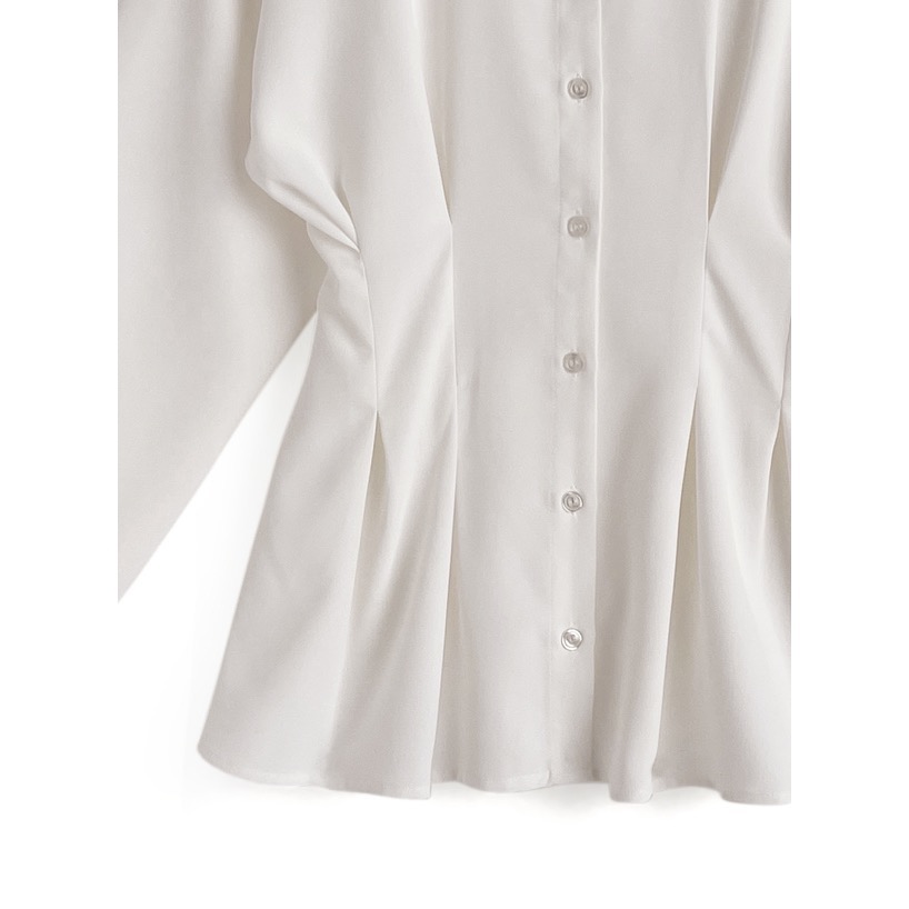 Anita Japan代購 🌸 日本 GRL 日常白搭 腰部褶皺襯衫 縮腰設計 長衫 襯衫 cb1289-細節圖7