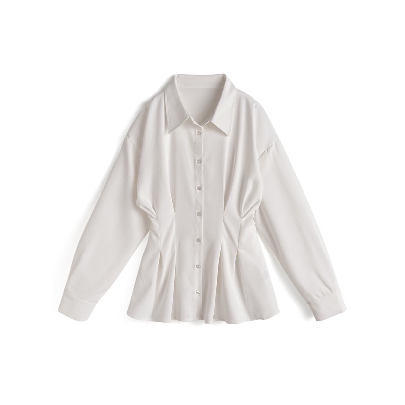 Anita Japan代購 🌸 日本 GRL 日常白搭 腰部褶皺襯衫 縮腰設計 長衫 襯衫 cb1289-規格圖9