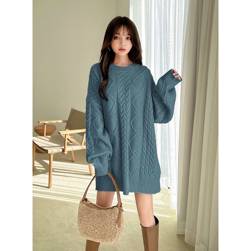 Anita Japan代購 🌸 日本 GRL 電纜編織 長版針織長衫 編織 針織 長袖 毛衣 rut929-細節圖4