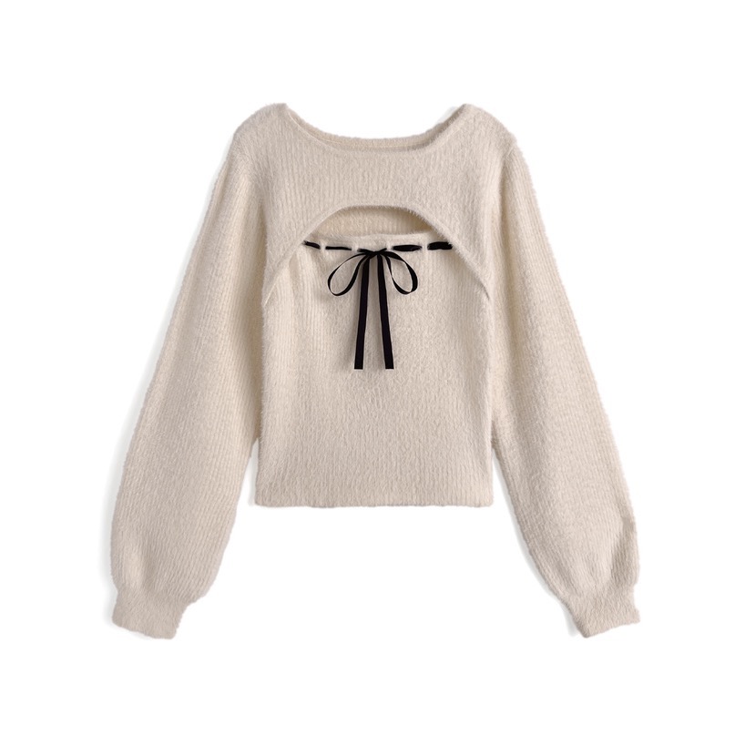 Anita Japan代購 🌸 日本 GRL 舒適甜美 前胸綁帶 毛絨羅紋針織 針織 羅紋 pm828-規格圖11