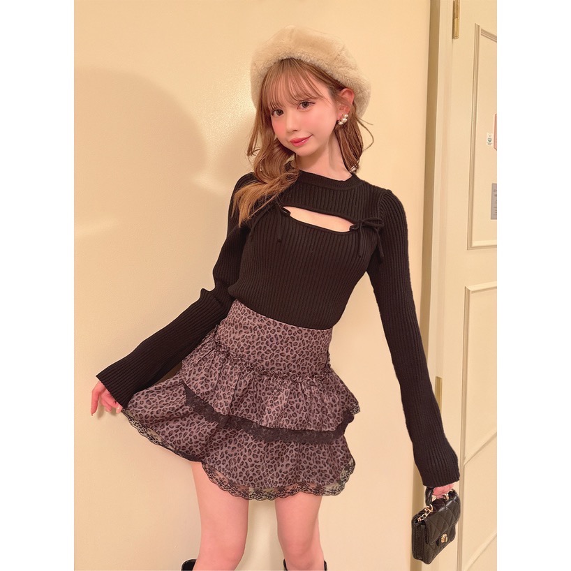 Anita Japan代購 🌸 日本 GRL 百搭羅紋 可愛蝴蝶結 喇叭袖針織上衣 針織 長袖 ru1562-細節圖3