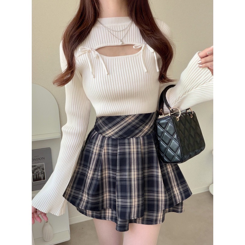 Anita Japan代購 🌸 日本 GRL 百搭羅紋 可愛蝴蝶結 喇叭袖針織上衣 針織 長袖 ru1562-細節圖5