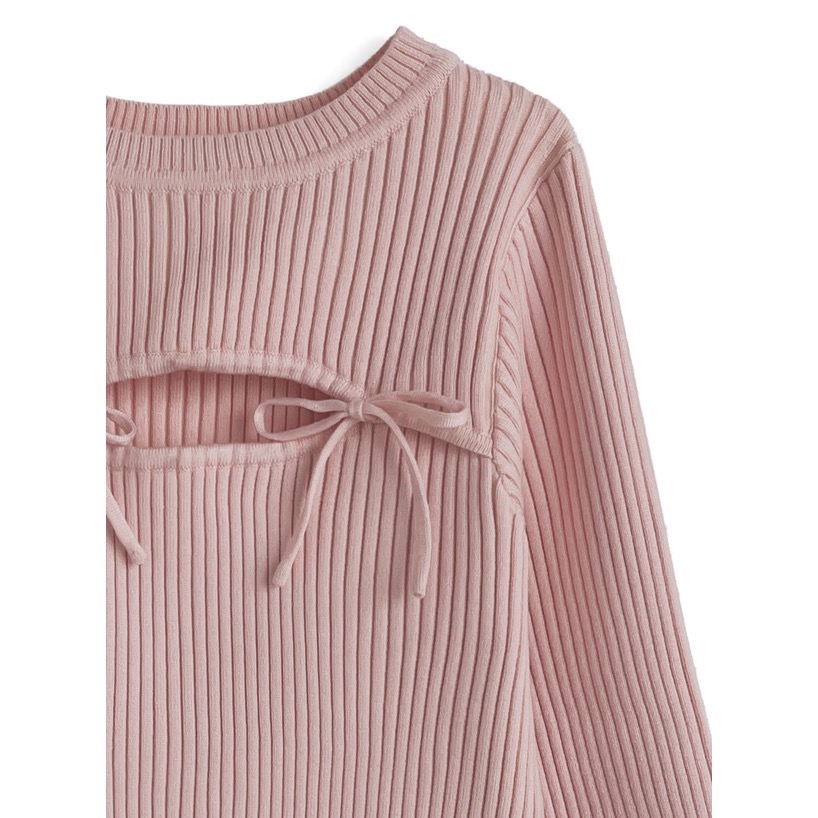 Anita Japan代購 🌸 日本 GRL 百搭羅紋 可愛蝴蝶結 喇叭袖針織上衣 針織 長袖 ru1562-細節圖9