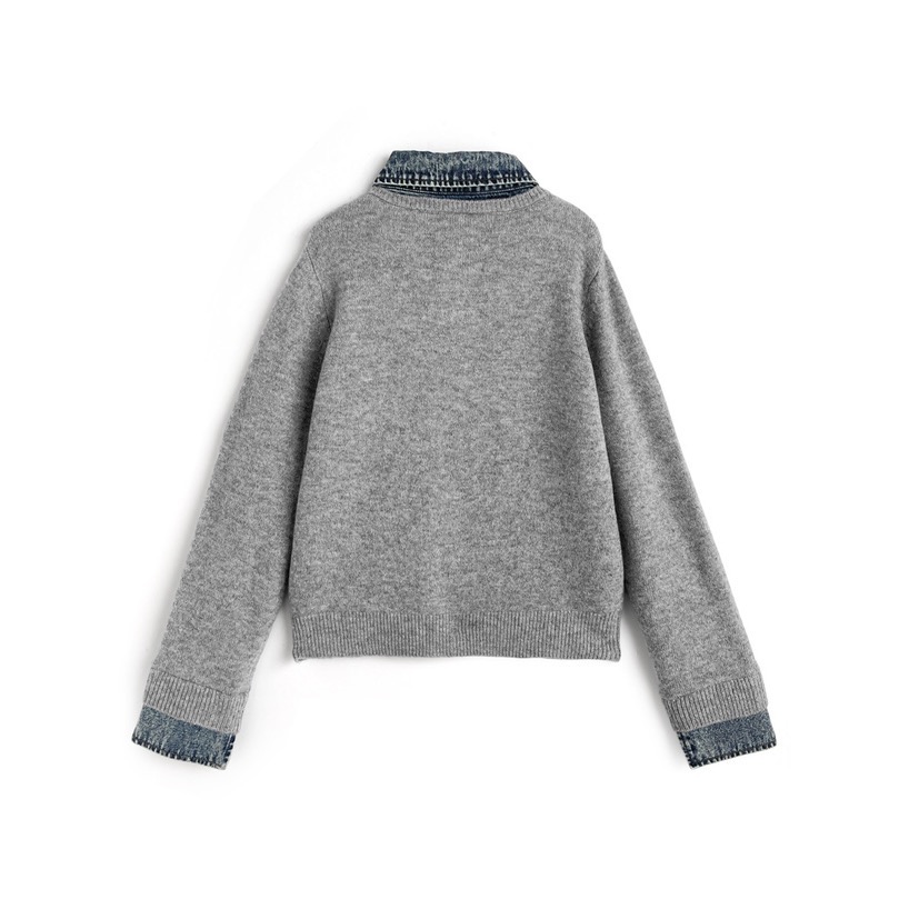 Anita Japan代購 🌸 日本 GRL 獨特風格 牛仔拼接 針織開衫 外套 罩衫 針織 牛仔 lt174-細節圖4