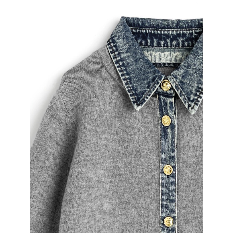 Anita Japan代購 🌸 日本 GRL 獨特風格 牛仔拼接 針織開衫 外套 罩衫 針織 牛仔 lt174-細節圖5