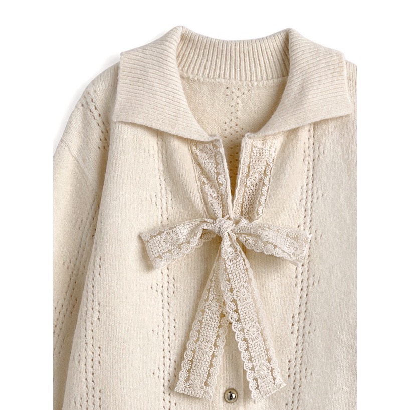 Anita Japan代購 🌸 日本 GRL 蕾絲綁帶 翻領針織外套 蝴蝶結 開衫 外套 蕾絲 an1876-細節圖6