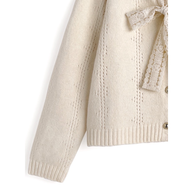 Anita Japan代購 🌸 日本 GRL 蕾絲綁帶 翻領針織外套 蝴蝶結 開衫 外套 蕾絲 an1876-細節圖7