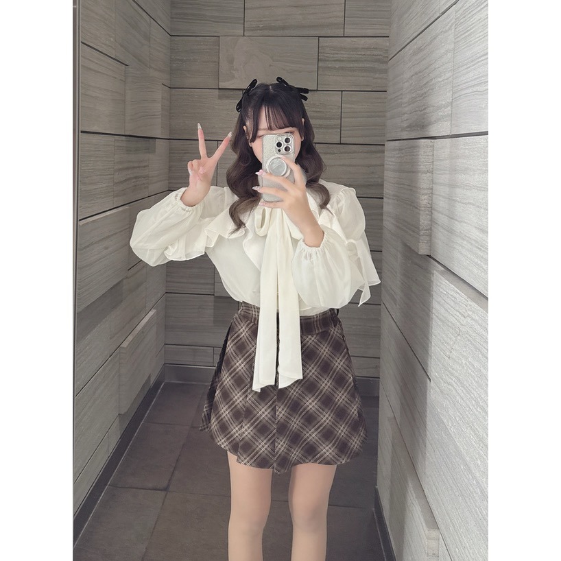 Anita Japan代購 🌸 日本 GRL 甜美氣質風 緞帶荷葉邊透感襯衫 襯衫 長袖 蝴蝶結 tu1983-細節圖2