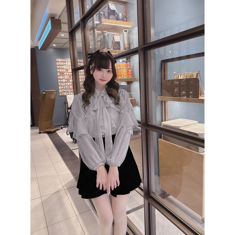 Anita Japan代購 🌸 日本 GRL 甜美氣質風 緞帶荷葉邊透感襯衫 襯衫 長袖 蝴蝶結 tu1983-細節圖4