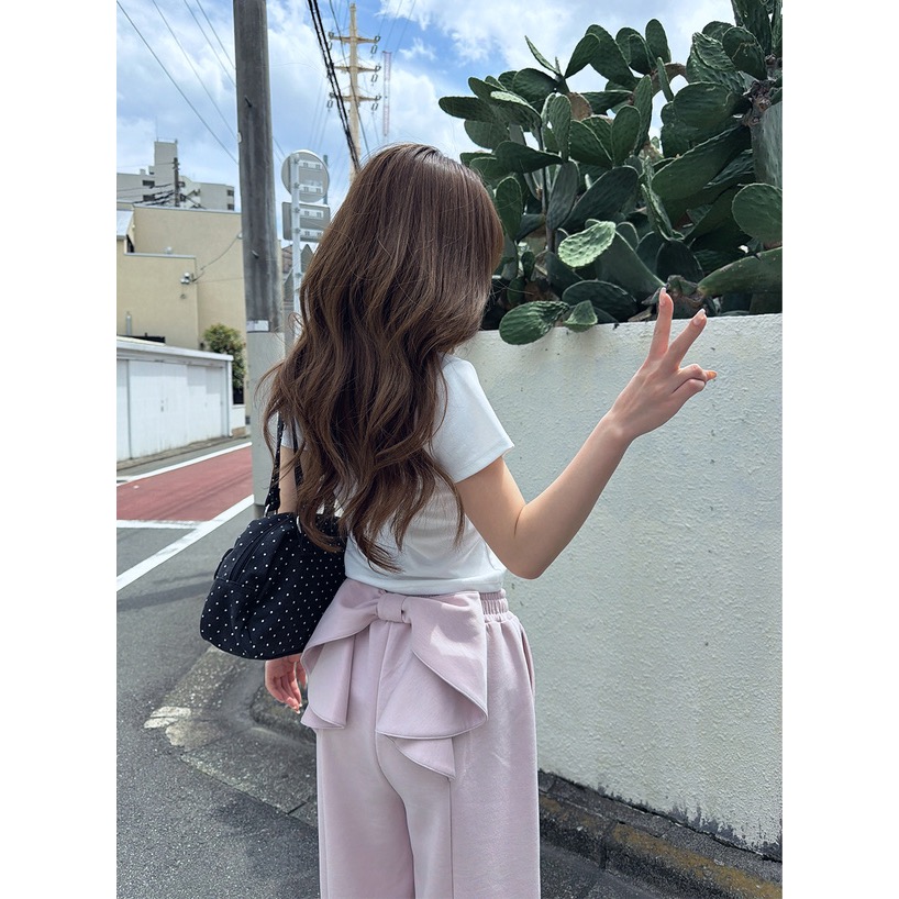 Anita Japan代購 🌸 日本 GRL 休閒白搭 背面蝴蝶結休閒褲 長褲 寬褲 蝴蝶結 gn595-細節圖5