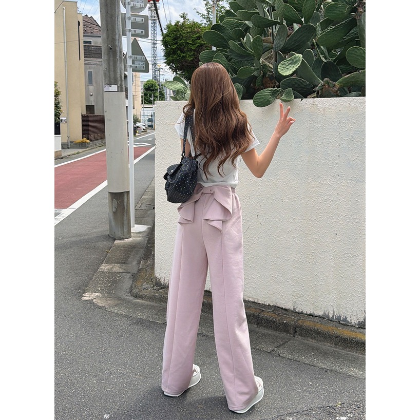Anita Japan代購 🌸 日本 GRL 休閒白搭 背面蝴蝶結休閒褲 長褲 寬褲 蝴蝶結 gn595-細節圖6