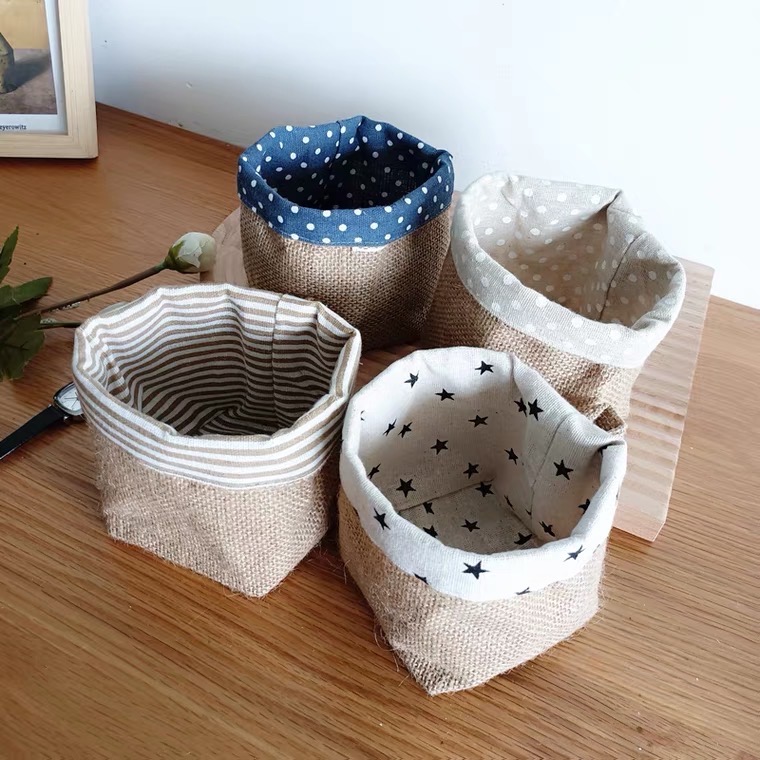 ✨雙面棉麻掛籃 收納籃 掛籃 化妝品-細節圖2