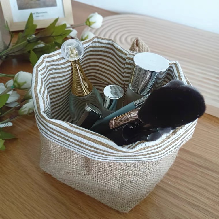 ✨雙面棉麻掛籃 收納籃 掛籃 化妝品-細節圖3