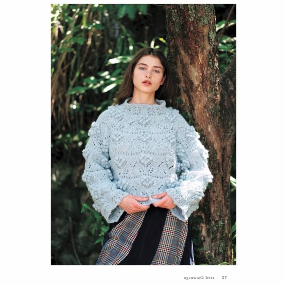 日文編織書 棒針編織鏤空圖樣服飾設計作品集-細節圖5