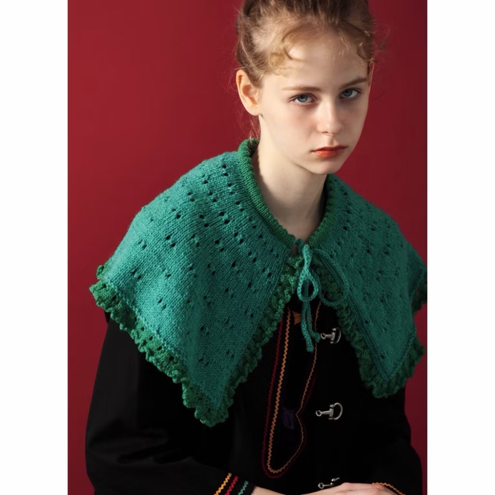 日文編織書 棒針編織時髦冬季衣領手藝作品集-細節圖3