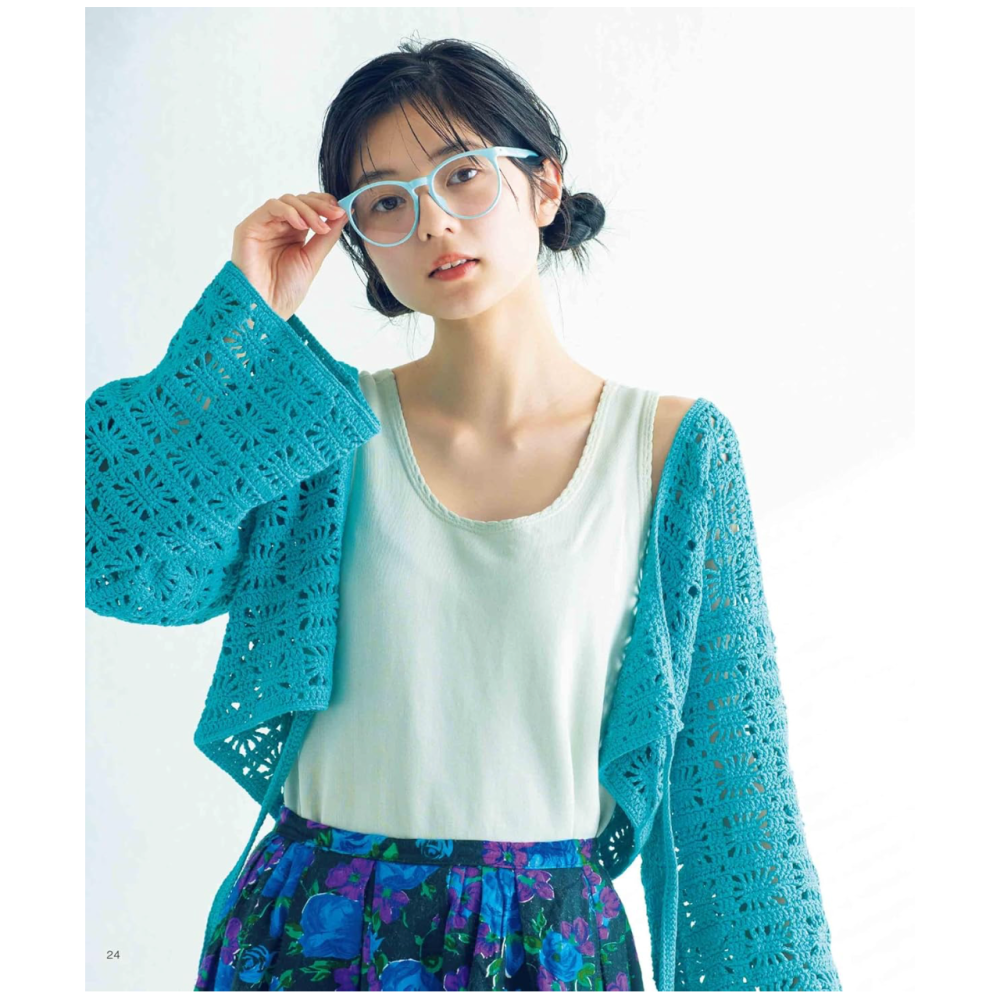 日文編織書 鉤針編織透明網狀服飾手藝作品集-細節圖4