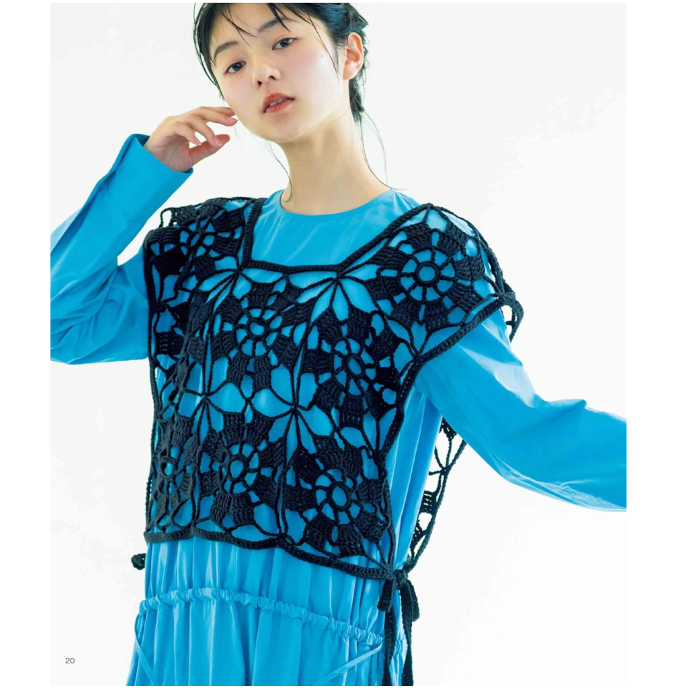 日文編織書 鉤針編織透明網狀服飾手藝作品集-細節圖6