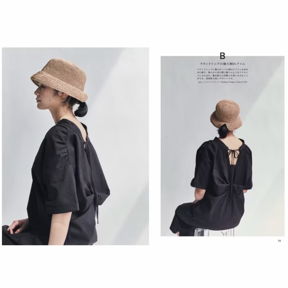 日文編織書 BASIC PLAN＋鉤針編織夏季帽子與小物作品集-細節圖3