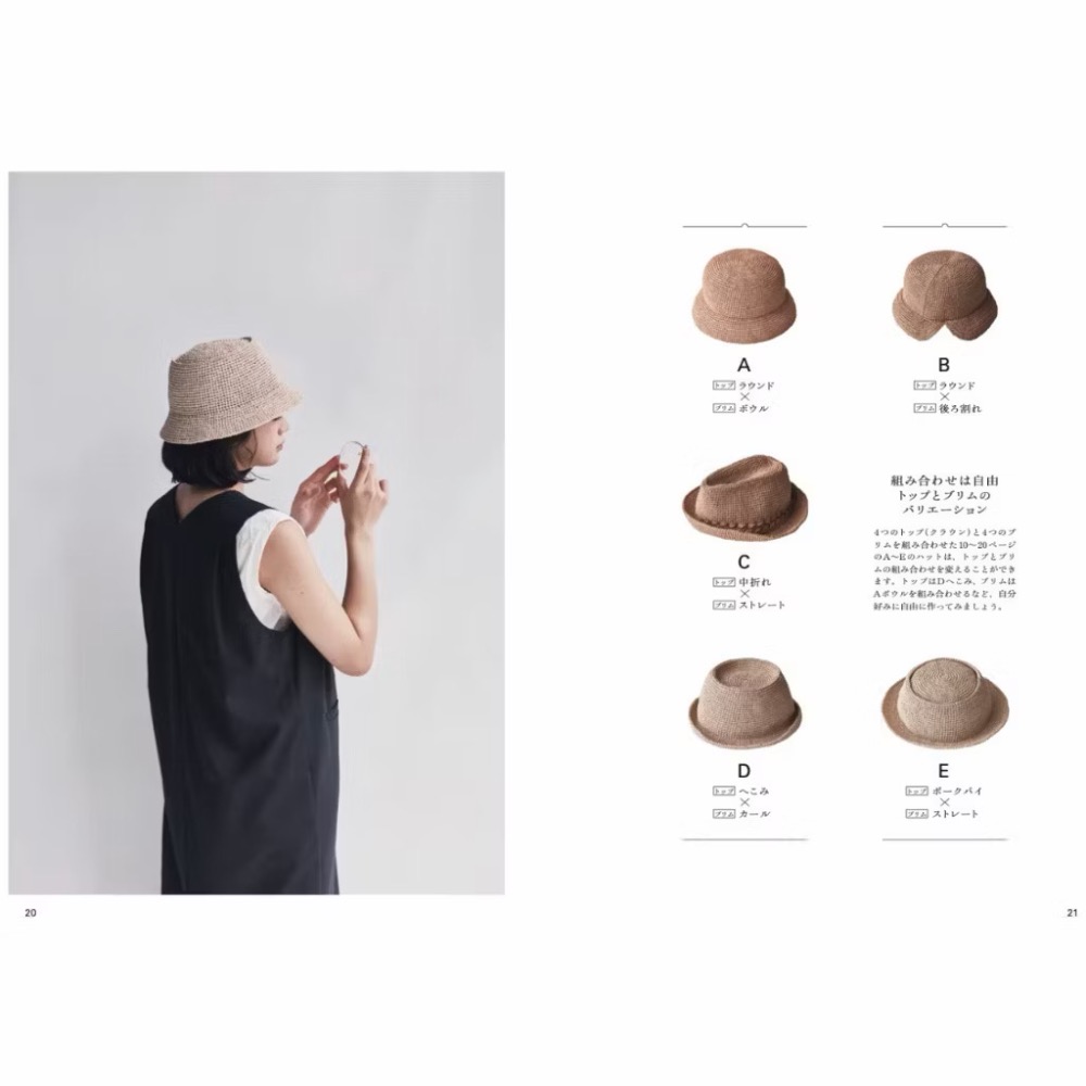 日文編織書 BASIC PLAN＋鉤針編織夏季帽子與小物作品集-細節圖5