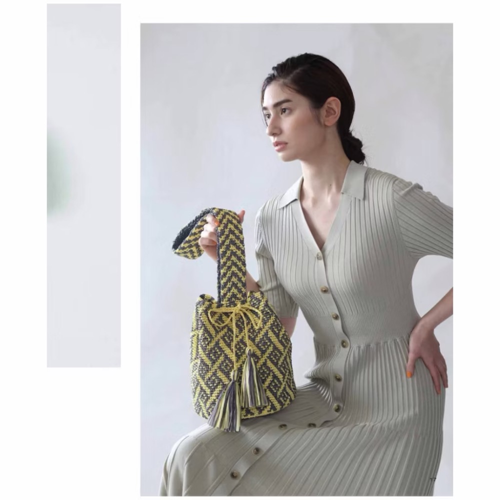 日文編織書 HAMANAKA ECO ANDARIA 鉤針編織水桶包瓦尤風格提袋作品集-細節圖7