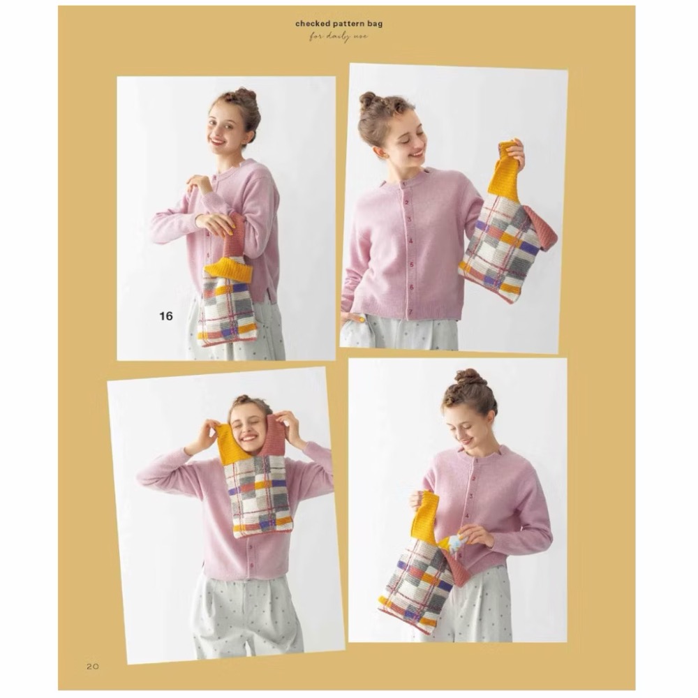 日文編織書 鉤針編織實用格紋圖案提袋設計作品集-細節圖6