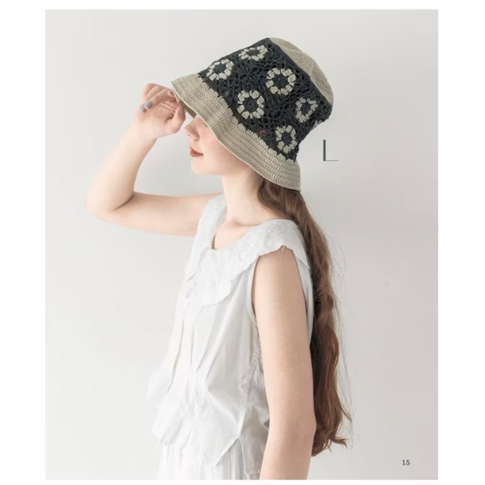 日文編織書 鉤針編織可愛夏季帽子手藝作品集-細節圖5