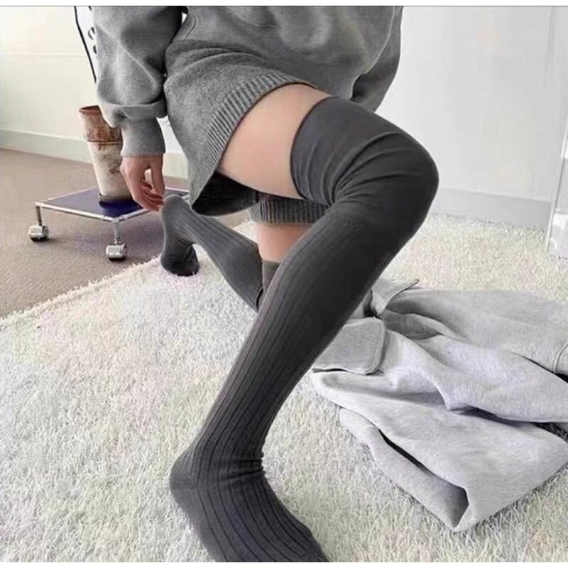 【現+預】MiaoMiao Korea 棉質拼接網紗膝上襪 冬季 東大門 正韓代購-細節圖2