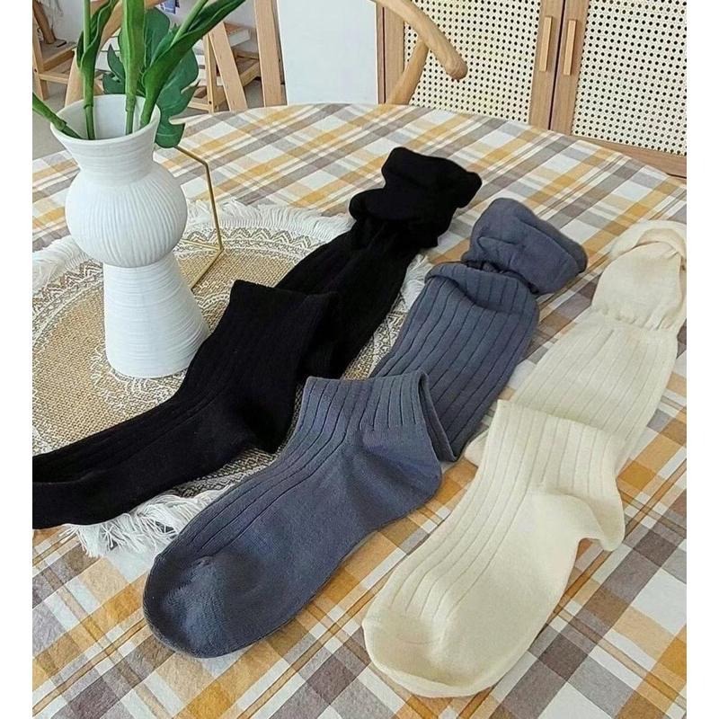 【現+預】MiaoMiao Korea 棉質拼接網紗膝上襪 冬季 東大門 正韓代購-細節圖7