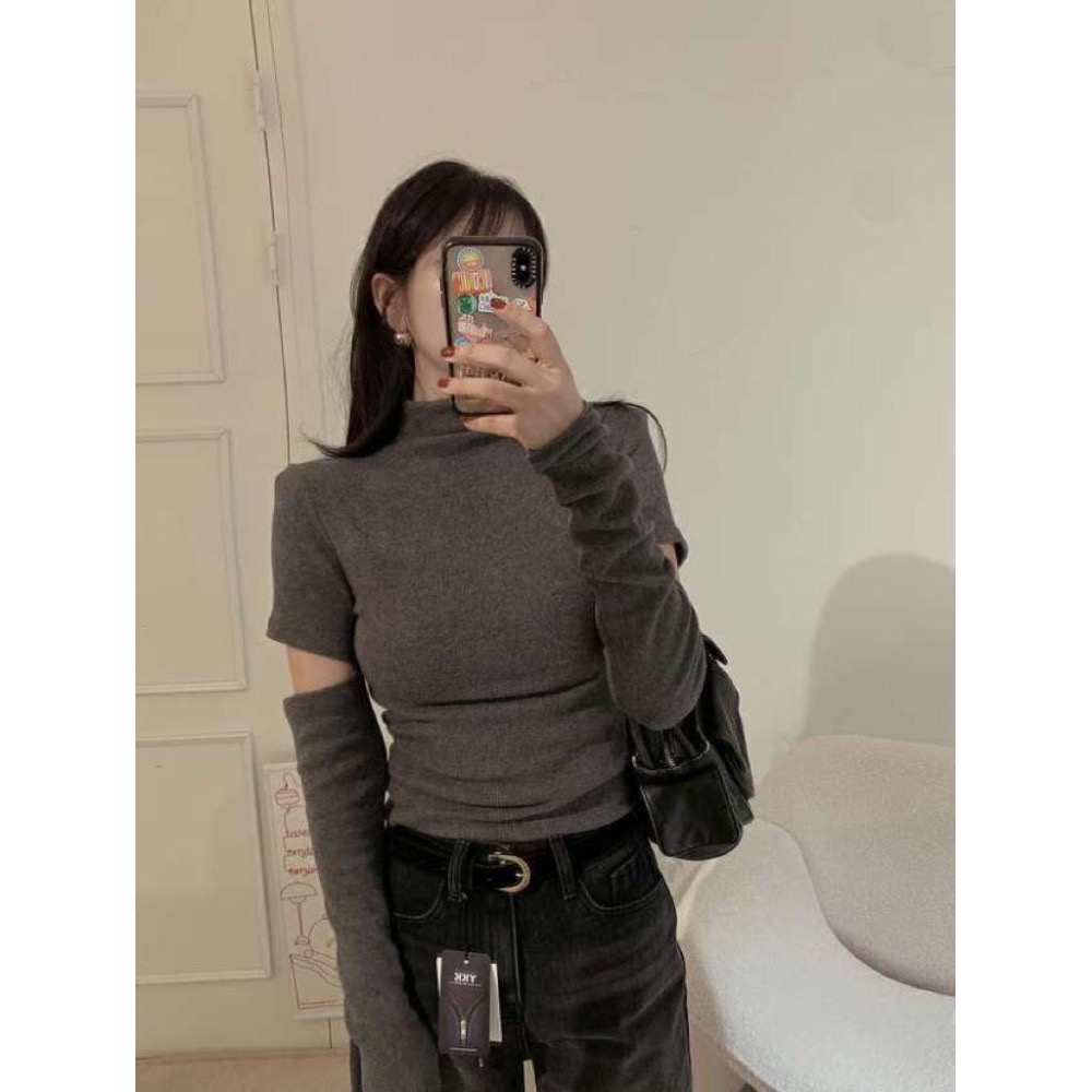 【現+預】MiaoMiao Korea 時髦精穿搭😍 手臂開口立領上衣 秋季 東大門 正韓代購-細節圖3