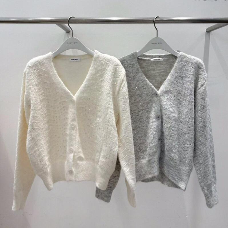 MiaoMiao Korea 細閃亮片針織開衫外套🧶 秋季 東大門 正韓代購-細節圖6