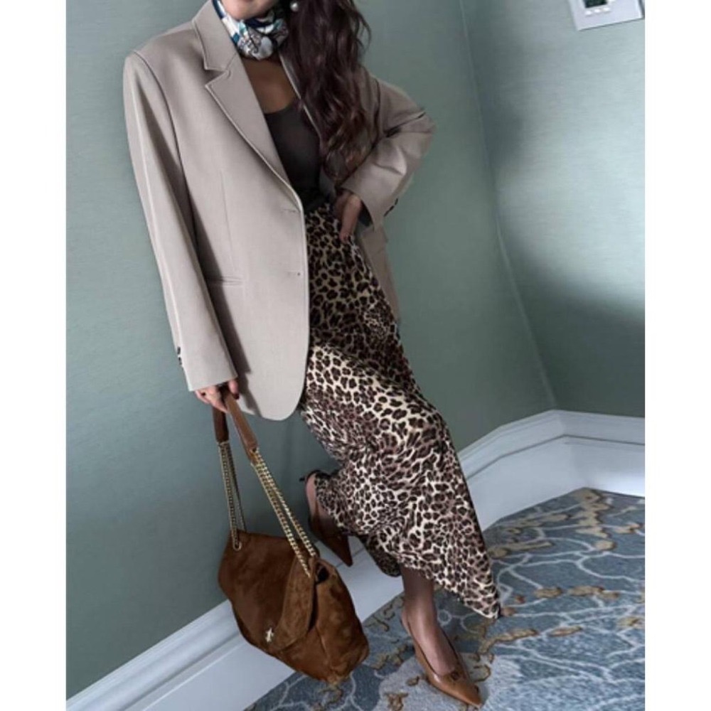 【現+預】MiaoMiao Korea 早秋時尚🐆 時髦豹紋長裙 秋季 東大門 正韓代購-細節圖2