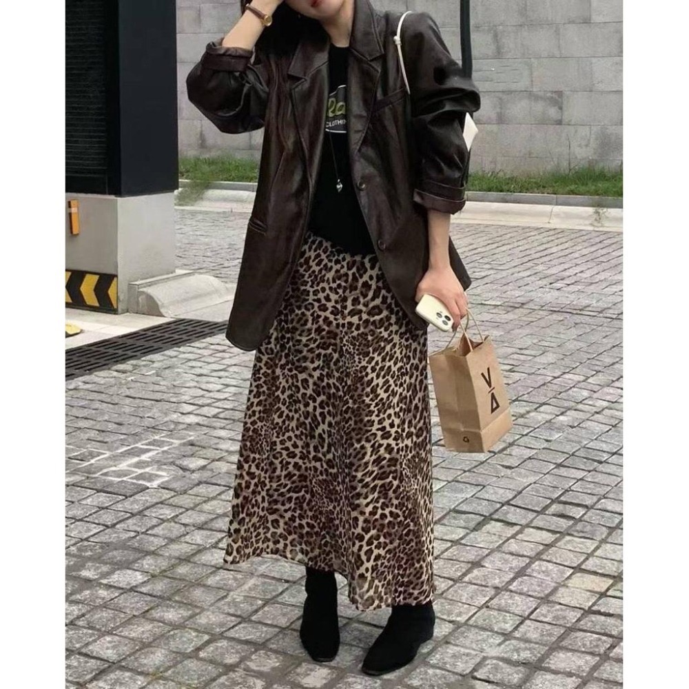 【現+預】MiaoMiao Korea 早秋時尚🐆 時髦豹紋長裙 秋季 東大門 正韓代購-細節圖6