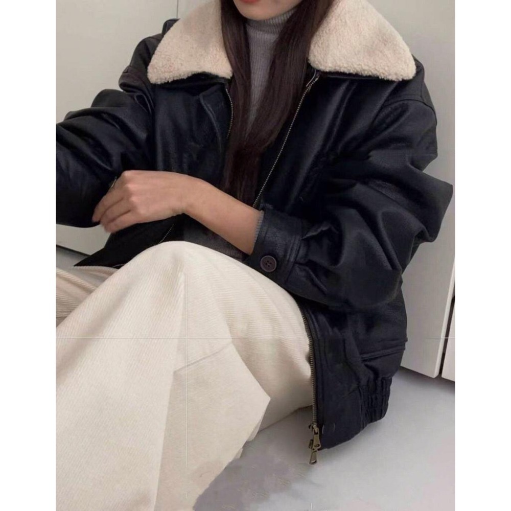 MiaoMiao Korea 今年必擁有的皮外❤️‍🔥 可拆式毛領皮革外套 秋冬 東大門 正韓代購-細節圖3