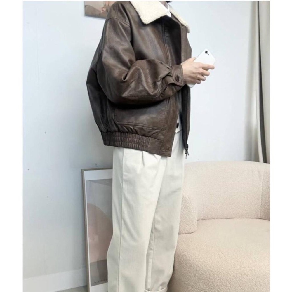 MiaoMiao Korea 今年必擁有的皮外❤️‍🔥 可拆式毛領皮革外套 秋冬 東大門 正韓代購-細節圖7