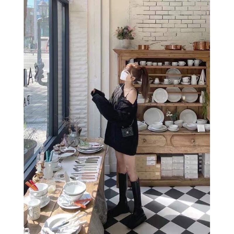 【現貨】MiaoMiao Korea 自留款❤️ 露肩側釦麻花針織長版毛衣 秋冬 東大門 正韓代購-細節圖8