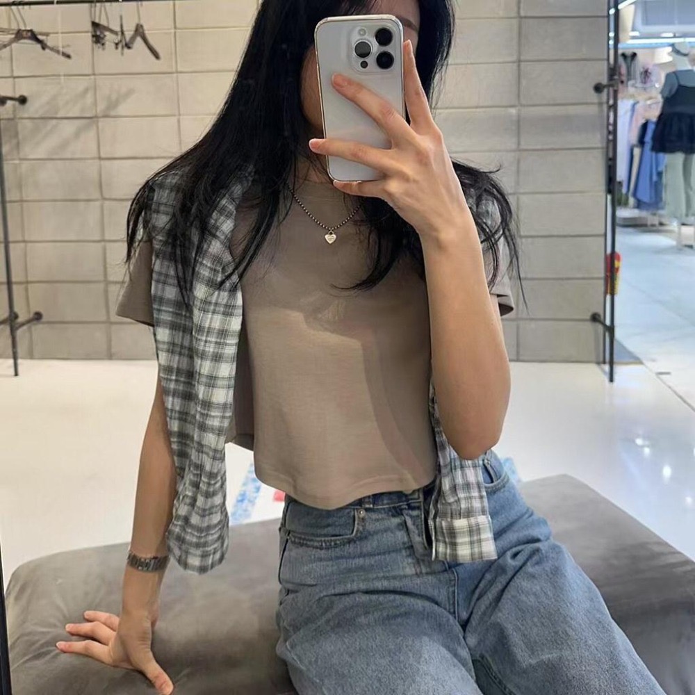 【現貨】MiaoMiao Korea 多件優惠✨ 基本款 圓弧下擺寬版素面T恤 春夏 東大門 正韓代購-細節圖3