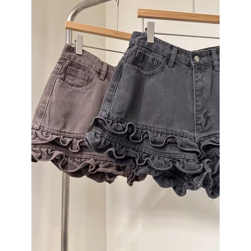 MiaoMiao Korea 俏皮可愛 雙層荷葉邊牛仔短褲 春季 東大門 正韓代購-細節圖5