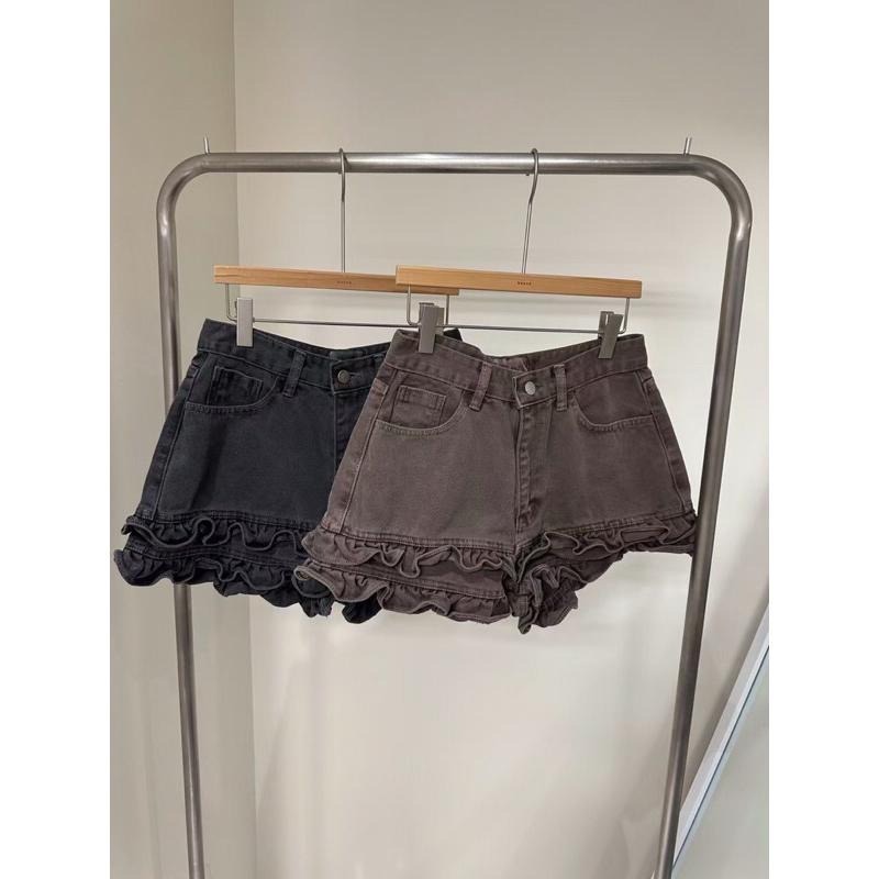 MiaoMiao Korea 俏皮可愛 雙層荷葉邊牛仔短褲 春季 東大門 正韓代購-細節圖6