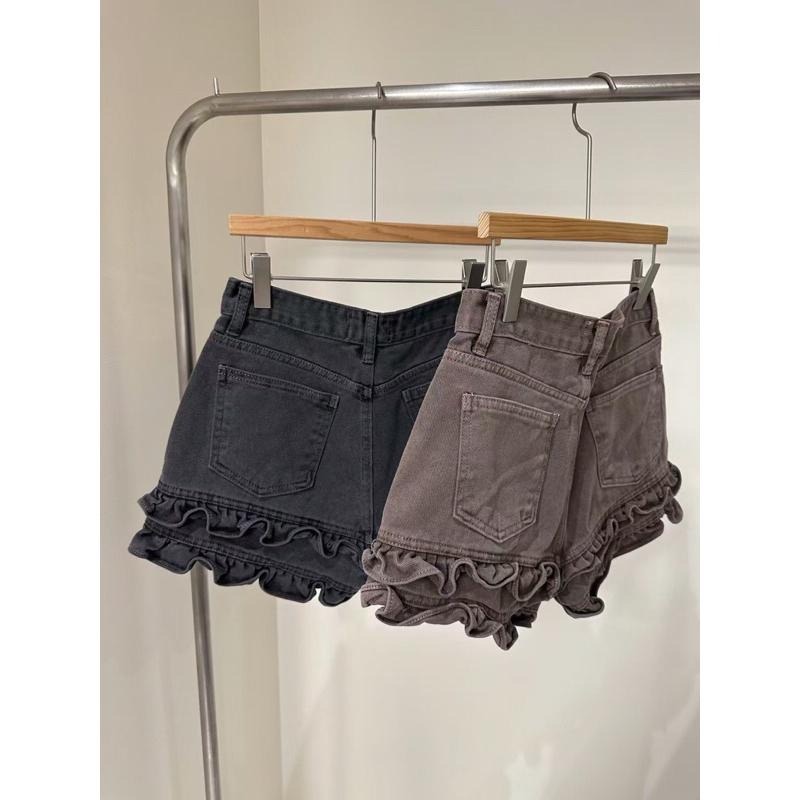 MiaoMiao Korea 俏皮可愛 雙層荷葉邊牛仔短褲 春季 東大門 正韓代購-細節圖7