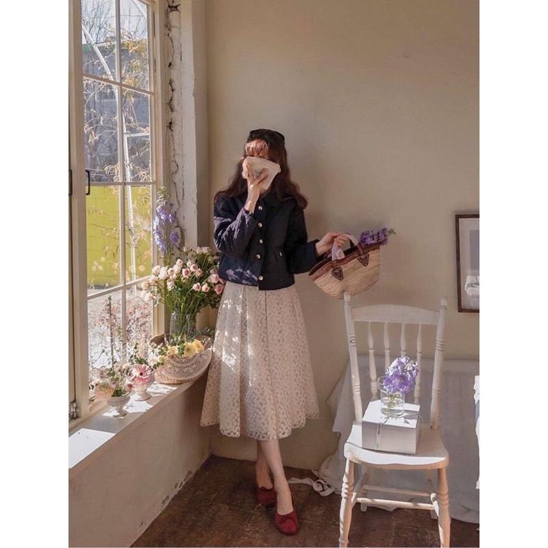 MiaoMiao Korea 輕奢甜美 小香風菱格紋娃娃領鋪棉外套 秋季 東大門 正韓代購-細節圖6