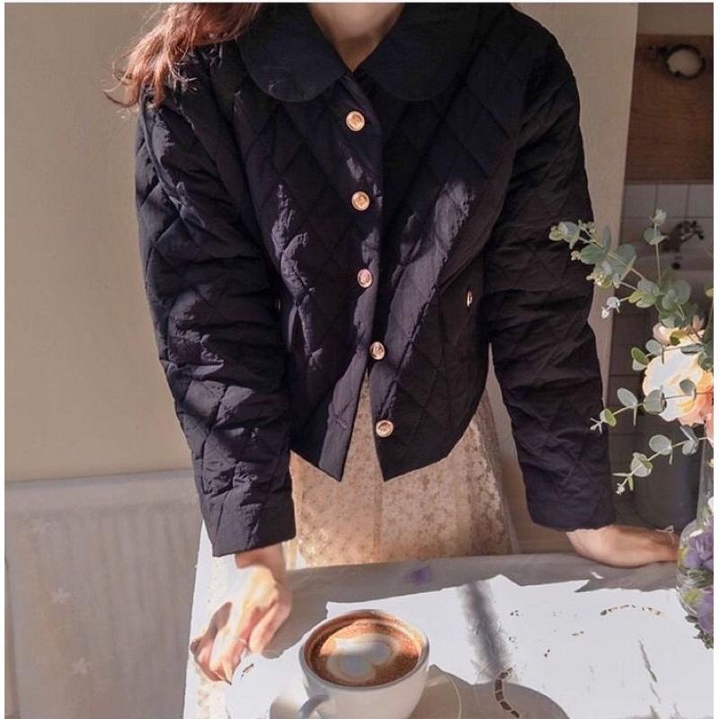 MiaoMiao Korea 輕奢甜美 小香風菱格紋娃娃領鋪棉外套 秋季 東大門 正韓代購-細節圖7